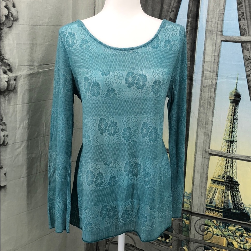 Dylan Turquoise Floral Pattern Top Size M
